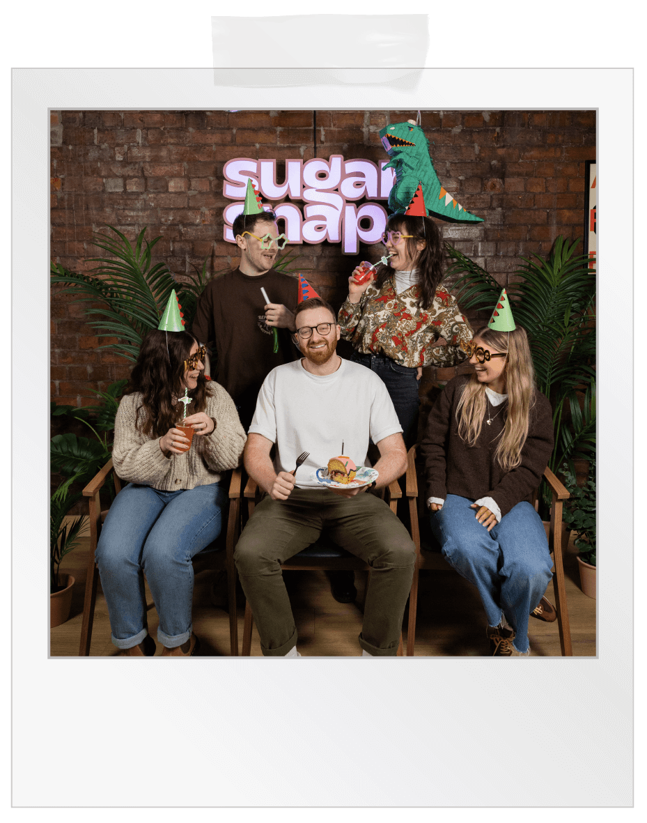 sugar snap polaroid picture of team
